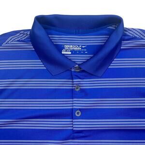 Nike Golf Dri-Fit Tour Performance Blue XXL Polo Shirt Athletic Club Preppy‎